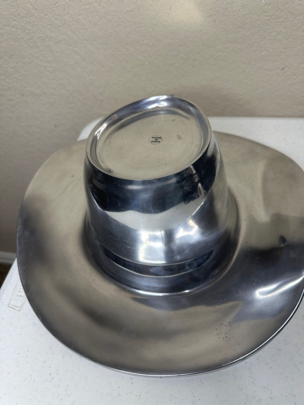 Polished Silver Color Cowboy Hat-Shaped Decorative Accent